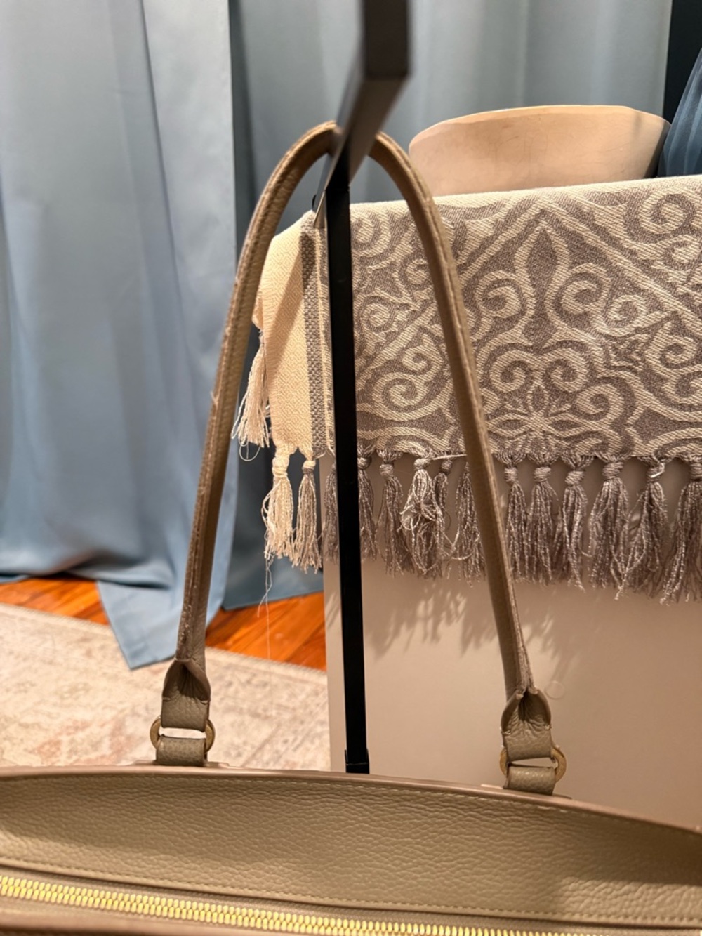 Furla Taupe Leather Double-Handle Tote - Picture 3 of 8